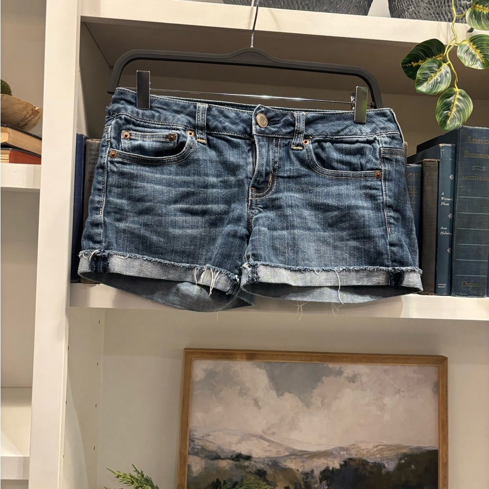American Eagle Outfitters Blue Jean Shorts Distressed Cut-Off